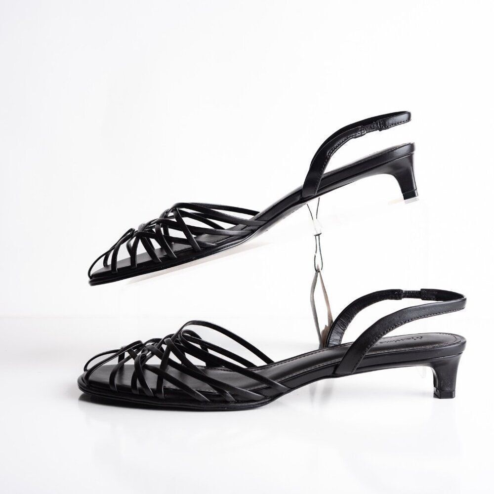 Massimo Dutti Womens Stappy Heeled Sandals slingbak Brown Leather US 9 EU 40 NWB - Picture 5 of 9